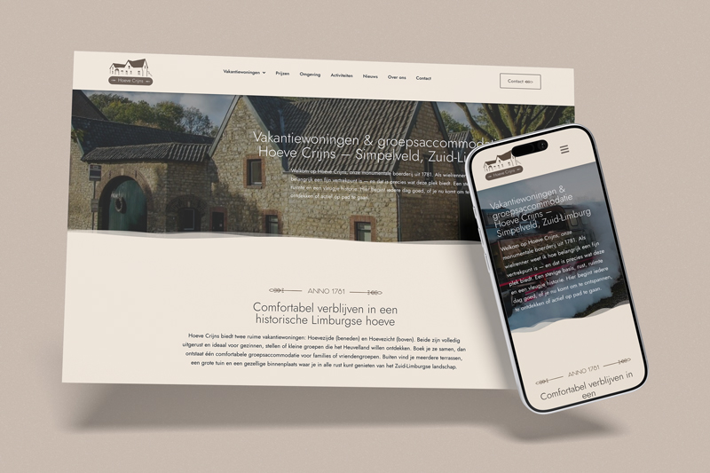 Hoeve Crijns vakantiewoningen — recente klant van Globeview Webdesign